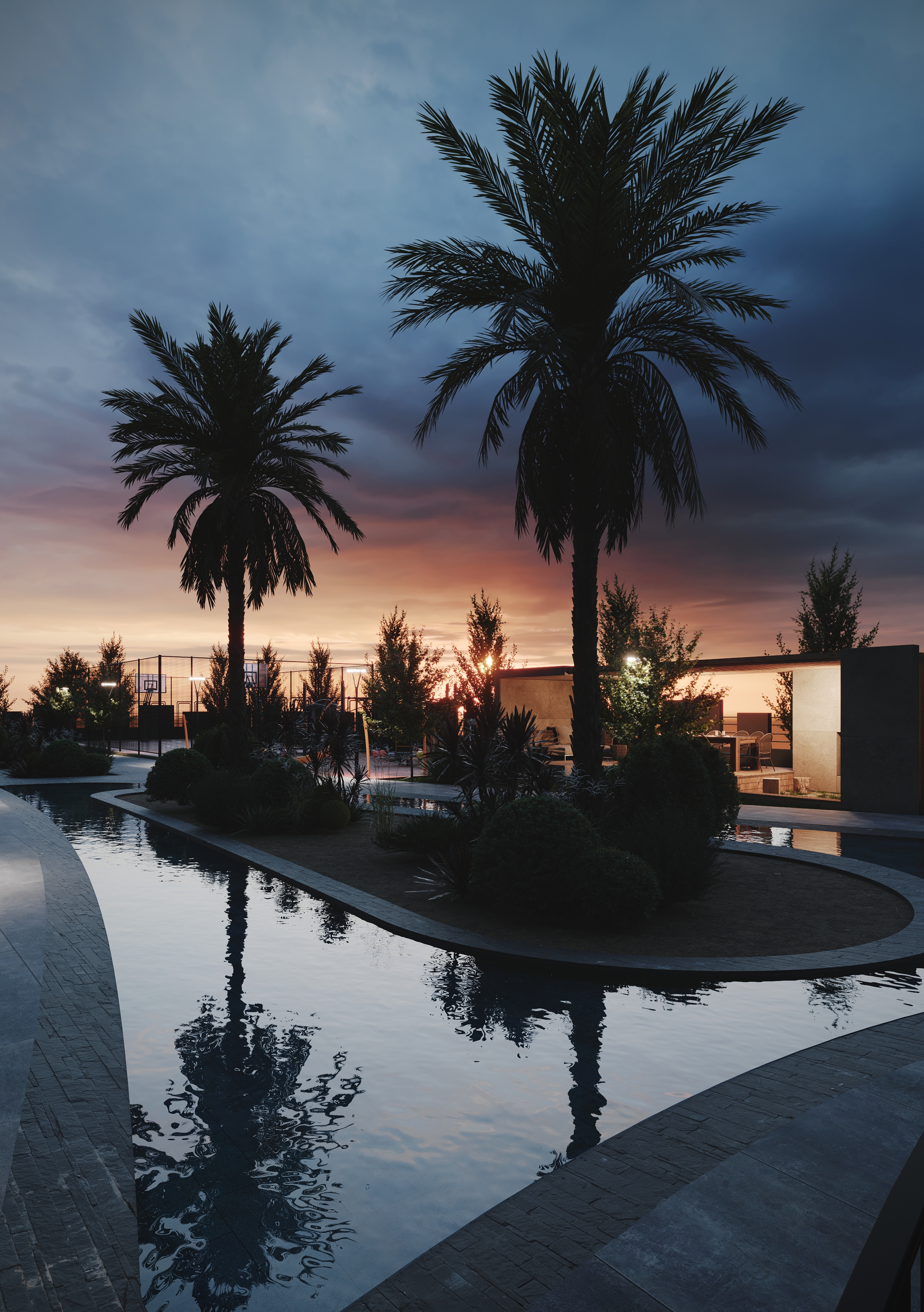 UBB Mersin Tekince Konut Kompleksi - Gündüz & Gece Aydınlatmalı Dış Cephe Görselleştirme